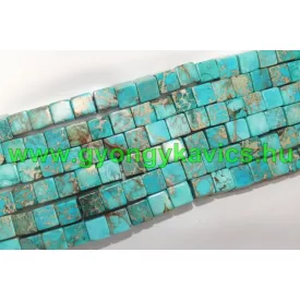   Türkiz Tengeri Jáspis Regalit Kocka Ásványgyöngy Gyöngyfüzér 6x6mm