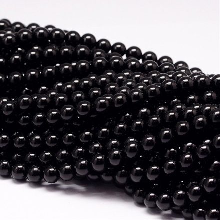 Fekete Turmalin Ásványgyöngy  10mm