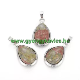 Unakit Ásvány Medál Ezüst Keretben 26x16-17x8-10mm