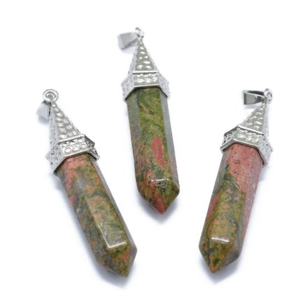 Unakit Ásvány Medál Ezüst Színű Akasztóval 61x14,5x12,5mm