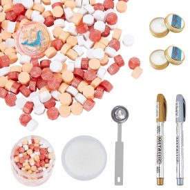   Barack Fehér Rózsaszín (10) Viaszpecsét (500db) Készítő Készlet Filctoll Olvasztó Kanál Teamécses Tároló