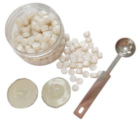   Ekrü (25) Viaszpecsét (200db) Készítő Készlet Olvasztó Kanál Teamécses