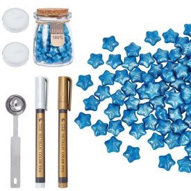   Kék Csillag Viaszpecsét Készítő Készlet Filctoll Olvasztó Kanál Teamécses Üvegcse