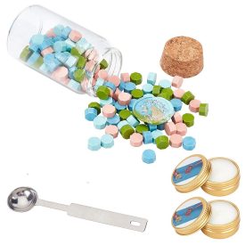   Kék Zöld Rózsaszín (12) Viaszpecsét (160db) Készítő Készlet Olvasztó Kanál Teamécses Üvegcse