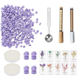   Lila (42) Viaszpecsét Készítő Készlet Szárított Virág Filctoll Olvasztó Kanál Teamécses