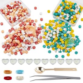   Színes (20) Viaszpecsét (360db) Készítő Készlet Olvasztó Kanál Teamécses Csipesz Szalag