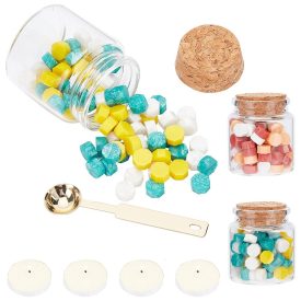   Zöld Sárga Fehér Barack  Piros (15) Viaszpecsét (180db) Készítő Készlet Olvasztó Kanál Teamécses Üvegcse