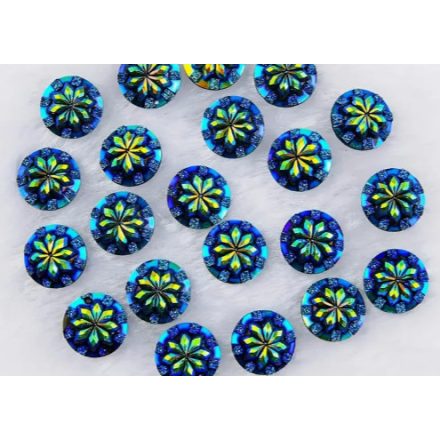 Virágos Kristálymintás Kék Színű (40) Kaboson 12mm
