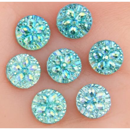 Virágos Kristálymintás Türkiz Színű (28) Kaboson 12mm