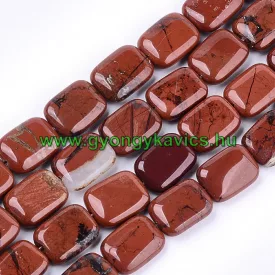   Vörös Jáspis Téglalap Ásványgyöngy Gyöngyfüzér 17,5-18,5x13-13,5mm
