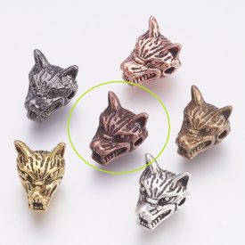   Vörösréz Színű Farkas Farkasfej Nyaklánc Karkötő Ékszer Dísz Közdarab Köztes 9,5x13mm