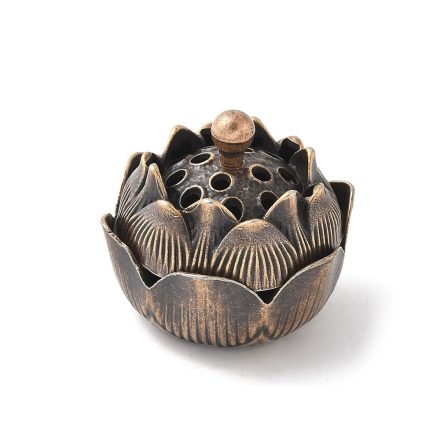 Vörösréz Színű Lótuszvirág (3) Füstölő Kúp Égető Tartó Edény 36,5x31,5mm