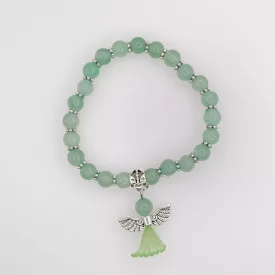   Zöld Aventurin Angyal Charm Ásvány Karkötő (K76) 6mm Csukló átmérő: 4,8cm