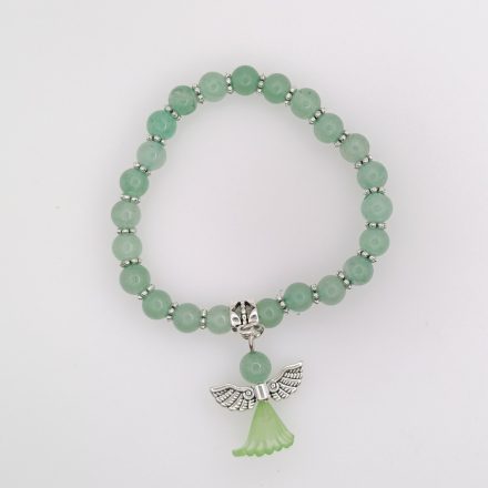 Zöld Aventurin Angyal Charm Karkötő (K76) 6mm Csukló átmérő: 4,8cm