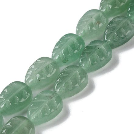 Zöld Aventurin Falevél Ásványgyöngy Gyöngyfüzér 14-14,5x10-10,5x5,5-6mm (20-22cm)