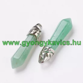 Zöld Aventurin Obeliszk Ásvány Medál 33-40x8-9mm