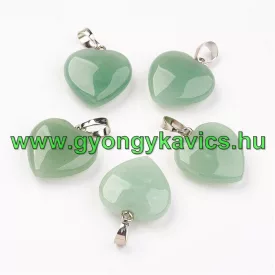 Zöld Aventurin Ásvány Szív Medál 24x20mm