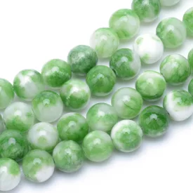 Zöld Fehér Jade Ásványgyöngy Gyöngyfüzér 6mm