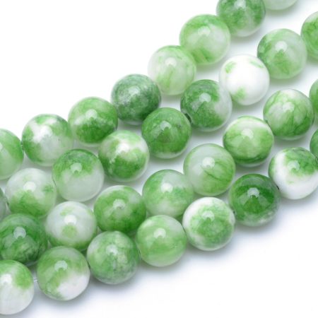 Zöld Fehér Jade Ásványgyöngy 8mm