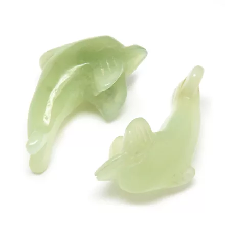 Zöld Jade Ásvány Delfin Szobor Dísz Marokkő 40x14x23mm
