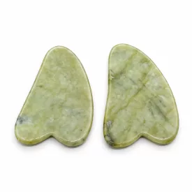   Zöld Jade (2) Ásvány Masszázs Masszírozó Gua Sha Arcmasszírozó ~70x42mm