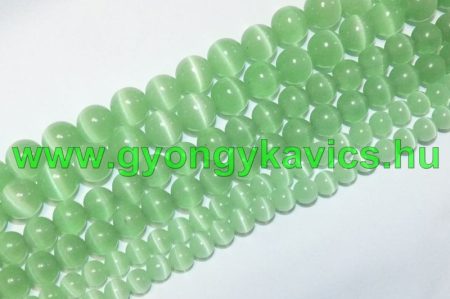 Zöld Macskaszem (Üveg) (világos) Ásványgyöngy 10mm
