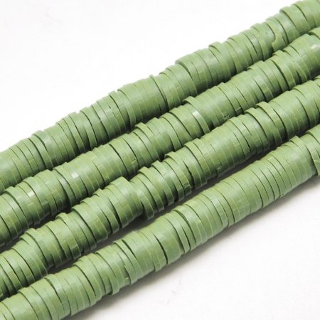 Zöld (1) Polymer Korong Heishi Gyöngy Gyöngyfüzér 8x0,5-1mm ~45cm