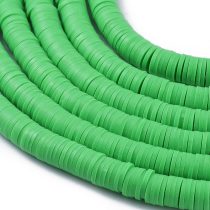   Zöld (3) Polymer Korong Heishi Gyöngy Gyöngyfüzér 8x0,5-1mm ~45cm