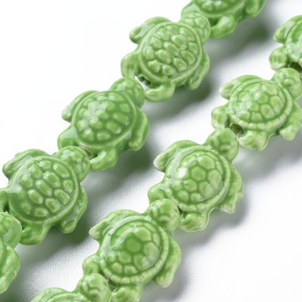 Zöld Porcelán Teknős Gyöngy 19x15x8,5mm