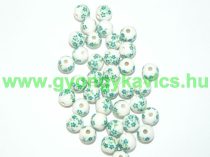 Zöld Virágos (2) Porcelán Gyöngy 10mm 